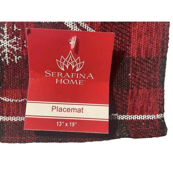 Buffalo Red Black Placemat Set of 4 Deer Snowflake Rustic Lodge Nordic Cabin NEW - Picture 4 of 6